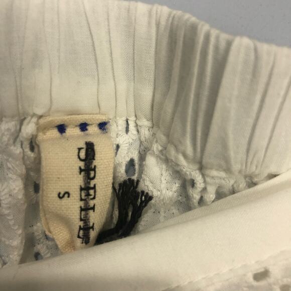 NWT Spell Lottie Eyelet Wide Leg Pants White Size S - Picture 9 of 14